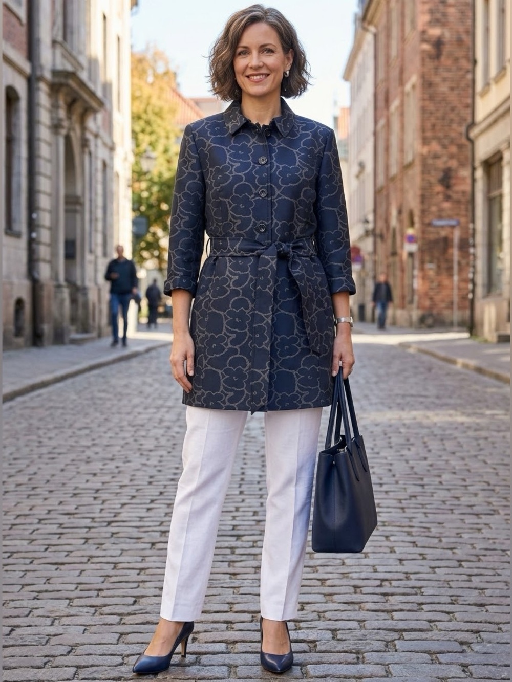 Doncaster Navy Floral Coat Size 12P